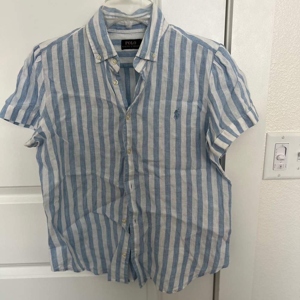 Polo by Ralph Lauren Blue and White Striped Button-Down Shirt